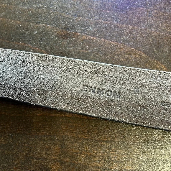 Enmon Metallic Leather Belt Texured M Gray Brown Silver Vintage Snake Print - Picture 3 of 7